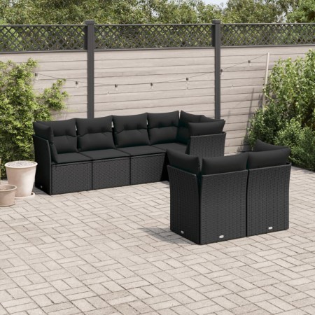 Set de comedor de jardín 7 pzas y cojines ratán sintético negro de , Conjuntos de jardín - Ref: Foro24-3249734, Precio: 513,7...