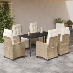 Set comedor de jardín 7 pzas con cojines ratán sintético beige en Conjuntos de jardín | Comprar online en Foru.es