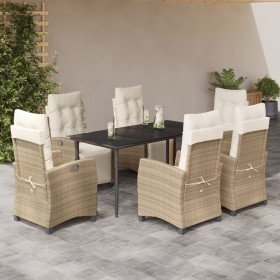 Set comedor de jardín 7 pzas con cojines ratán sintético beige en Conjuntos de jardín | Comprar online en Foru.es