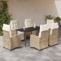 Set comedor de jardín 7 pzas con cojines ratán sintético beige en Conjuntos de jardín | Comprar online en Foru.es