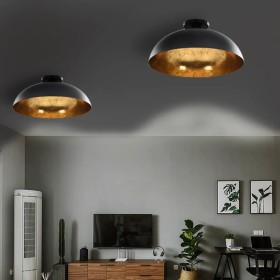 Lámparas de techo 2 uds semiesféricas negro y dorado E27 de vidaXL, Lámparas - Ref: Foro24-50873, Precio: 72,49 €, Descuento: %