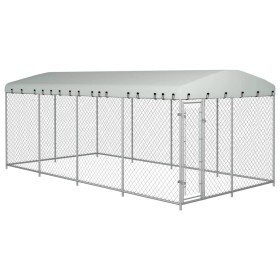 Perrera de exterior con techo 8x4x2,3 m de vidaXL, Casetas y cercados para perros - Ref: Foro24-144937, Precio: 692,25 €, Des...