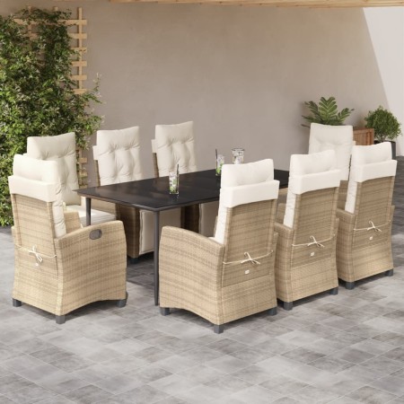 Set comedor de jardín 9 pzas con cojines ratán sintético beige en Conjuntos de jardín | Comprar online en Foru.es
