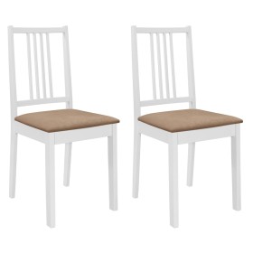 Sillas de comedor con cojines 2 unidades madera maciza blancas de , Sillas de comedor - Ref: Foro24-247634, Precio: 115,59 €,...