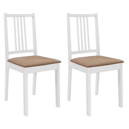 Sillas de comedor con cojines 2 unidades madera maciza blancas de , Sillas de comedor - Ref: Foro24-247634, Precio: 115,59 €,...