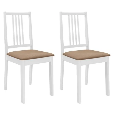 Sillas de comedor con cojines 2 unidades madera maciza blancas de , Sillas de comedor - Ref: Foro24-247634, Precio: 98,86 €, ...