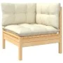 Garten-Ecksofa und Kissen massives Zirbenholz creme von , Modulare Sofas für den Außenbereich - Ref: Foro24-806628, Preis: 11...