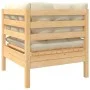 Corner garden sofa and solid pine wood cream cushions by , Modular outdoor sofas - Ref: Foro24-806628, Price: 119,21 €, Disco...
