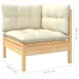 Garten-Ecksofa und Kissen massives Zirbenholz creme von , Modulare Sofas für den Außenbereich - Ref: Foro24-806628, Preis: 11...