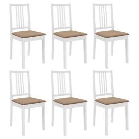 Sillas de comedor con cojines de madera maciza blanca 6 unidades de , Sillas de comedor - Ref: Foro24-276405, Precio: 307,12 ...