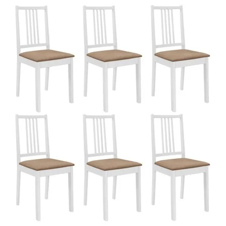 Sillas de comedor con cojines de madera maciza blanca 6 unidades de , Sillas de comedor - Ref: Foro24-276405, Precio: 307,12 ...