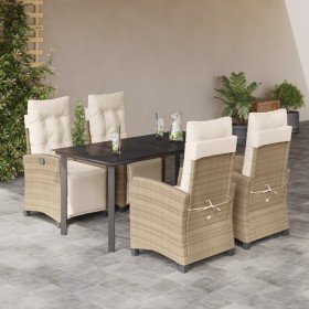 Set comedor de jardín 5 pzas con cojines ratán sintético beige en Conjuntos de jardín | Comprar online en Foru.es