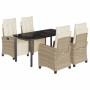 Set comedor de jardín 5 pzas con cojines ratán sintético beige en Conjuntos de jardín | Comprar online en Foru.es