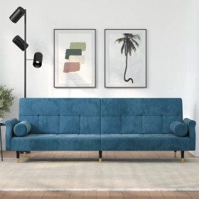 Sofá cama con cojines terciopelo azul de , Sofás - Ref: Foro24-351856, Precio: 332,91 €, Descuento: %