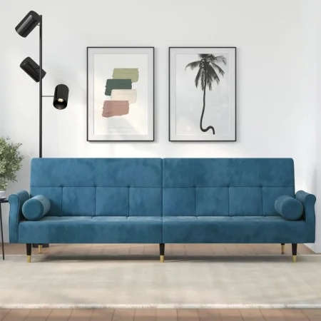 Sofá cama con cojines terciopelo azul by , Sofas - Ref: Foro24-351856, Price: 326,93 €, Discount: %