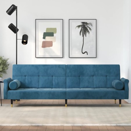 Sofá cama con cojines terciopelo azul de , Sofás - Ref: Foro24-351856, Precio: 332,91 €, Descuento: %
