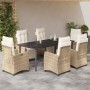 Set comedor de jardín 7 pzas con cojines ratán sintético beige en Conjuntos de jardín | Comprar online en Foru.es