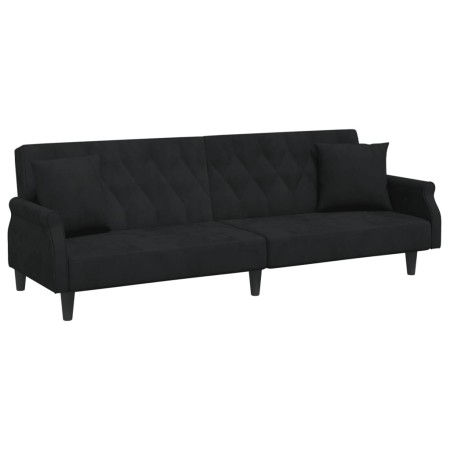 Sofá cama con reposabrazos terciopelo negro de , Sofás - Ref: Foro24-351948, Precio: 290,19 €, Descuento: %