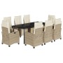 Set comedor de jardín 9 pzas con cojines ratán sintético beige en Conjuntos de jardín | Comprar online en Foru.es