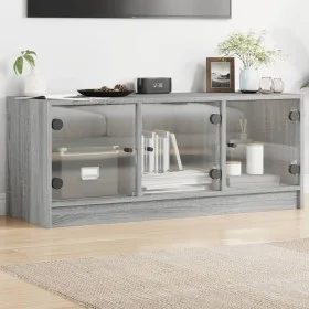 Mueble de TV con puertas de vidrio gris Sonoma 102x37x42 cm de , Muebles TV - Ref: Foro24-836411, Precio: 68,46 €, Descuento: %
