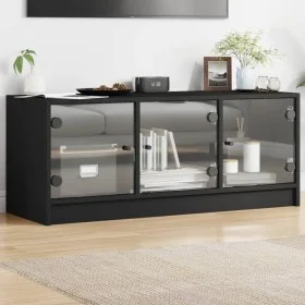 Mueble de TV con puertas de vidrio negro 102x37x42 cm de , Muebles TV - Ref: Foro24-836407, Precio: 73,91 €, Descuento: %