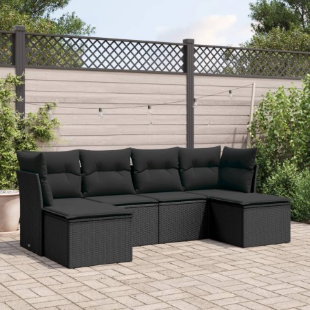 Set de sofás de jardín 6 piezas y cojines ratán sintético negro de , Conjuntos de jardín - Ref: Foro24-3249844, Precio: 384,5...