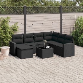 Set de sofás de jardín 8 piezas y cojines ratán sintético negro de , Sofás modulares de exterior - Ref: Foro24-3251642, Preci...