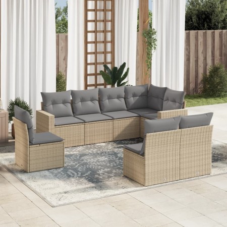 Juego de sofás de jardín con cojines beige 8 pzas ratán PE de , Conjuntos de jardín - Ref: Foro24-3219059, Precio: 498,98 €, ...