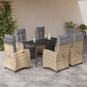 Set comedor de jardín 7 pzas con cojines ratán sintético beige en Conjuntos de jardín | Comprar online en Foru.es