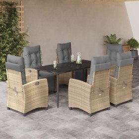 Set comedor de jardín 7 pzas con cojines ratán sintético beige en Conjuntos de jardín | Comprar online en Foru.es