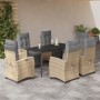 Set comedor de jardín 7 pzas con cojines ratán sintético beige en Conjuntos de jardín | Comprar online en Foru.es
