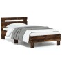 Cama con cabecero madera de ingeniería roble ahumado 75x190 cm de , Camas y somieres - Ref: Foro24-838572, Precio: 64,25 €, D...