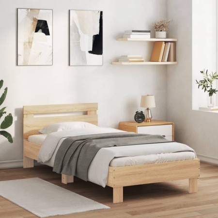 Cama con cabecero madera de ingeniería roble Sonoma 75x190 cm de , Camas y somieres - Ref: Foro24-838570, Precio: 72,13 €, De...