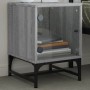 Mesita de noche con puerta de vidrio gris Sonoma 35x37x50 cm de , Mesitas de noche - Ref: Foro24-836528, Precio: 28,40 €, Des...