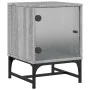 Mesita de noche con puerta de vidrio gris Sonoma 35x37x50 cm de , Mesitas de noche - Ref: Foro24-836528, Precio: 28,00 €, Des...