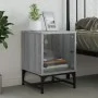 Mesita de noche con puerta de vidrio gris Sonoma 35x37x50 cm de , Mesitas de noche - Ref: Foro24-836528, Precio: 28,00 €, Des...