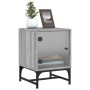 Mesita de noche con puerta de vidrio gris Sonoma 35x37x50 cm de , Mesitas de noche - Ref: Foro24-836528, Precio: 28,40 €, Des...