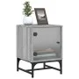 Mesita de noche con puerta de vidrio gris Sonoma 35x37x50 cm de , Mesitas de noche - Ref: Foro24-836528, Precio: 28,00 €, Des...
