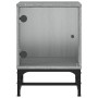 Mesita de noche con puerta de vidrio gris Sonoma 35x37x50 cm de , Mesitas de noche - Ref: Foro24-836528, Precio: 28,40 €, Des...