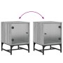Mesita de noche con puerta de vidrio gris Sonoma 35x37x50 cm de , Mesitas de noche - Ref: Foro24-836528, Precio: 28,40 €, Des...