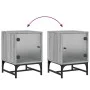 Mesita de noche con puerta de vidrio gris Sonoma 35x37x50 cm de , Mesitas de noche - Ref: Foro24-836528, Precio: 28,00 €, Des...