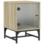 Mesitas noche con puertas vidrio 2 uds roble Sonoma 35x37x50 cm de , Mesitas de noche - Ref: Foro24-836523, Precio: 54,16 €, ...