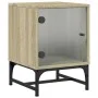 Mesitas noche con puertas vidrio 2 uds roble Sonoma 35x37x50 cm de , Mesitas de noche - Ref: Foro24-836523, Precio: 45,30 €, ...