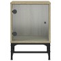 Mesitas noche con puertas vidrio 2 uds roble Sonoma 35x37x50 cm de , Mesitas de noche - Ref: Foro24-836523, Precio: 54,16 €, ...