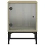 Mesitas noche con puertas vidrio 2 uds roble Sonoma 35x37x50 cm de , Mesitas de noche - Ref: Foro24-836523, Precio: 45,30 €, ...