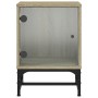 Mesitas noche con puertas vidrio 2 uds roble Sonoma 35x37x50 cm de , Mesitas de noche - Ref: Foro24-836523, Precio: 54,16 €, ...