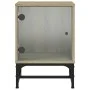 Mesitas noche con puertas vidrio 2 uds roble Sonoma 35x37x50 cm de , Mesitas de noche - Ref: Foro24-836523, Precio: 45,30 €, ...