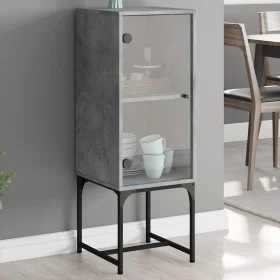 Armario auxiliar con puerta vidrio gris hormigón 35x37x100 cm by , Sideboards - Ref: Foro24-836556, Price: 50,90 €, Discount: %