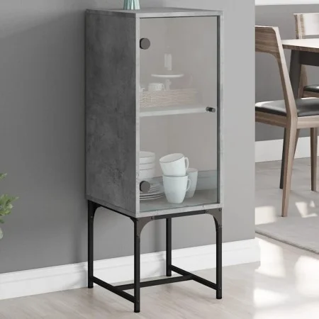 Armario auxiliar con puerta vidrio gris hormigón 35x37x100 cm de , Aparadores - Ref: Foro24-836556, Precio: 50,90 €, Descuent...