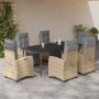 Set comedor de jardín 7 pzas con cojines ratán sintético beige en Conjuntos de jardín | Comprar online en Foru.es